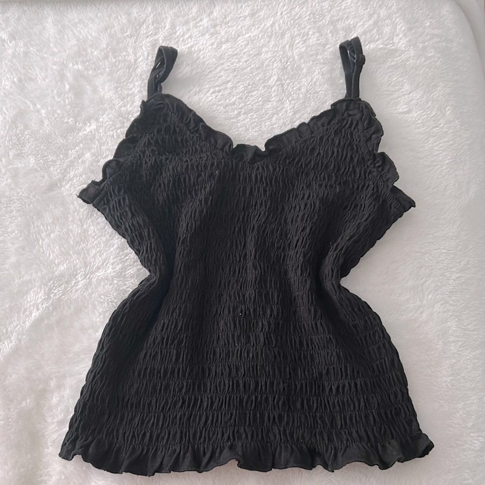 S.O. Ribbed spaghetti strap v neck crop top adjustable straps